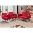 Ver imagem 2 de Conjunto Anabelle 2 Poltronas de 1 Lugar 1 Poltrona 2 Lugares Braço Unidecor Vermelho
