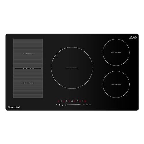 Cooktop Elétrico Amzchef 36" de Indução com 5 Bocas e 7400w (preto)