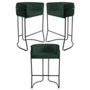 Ver imagem 1 de 3 Banquetas Base Aço Preto Betina B-303 Veludo Verde Domi