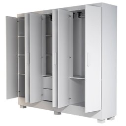 Guarda-roupa Solteiro Armário 6 Portas 2 Gavetas 100% Mdf com Pés Mdf, Cabideiro e Corrediças Telesc - 5