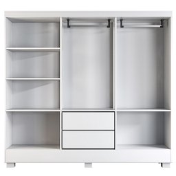 Guarda-roupa Solteiro Armário 6 Portas 2 Gavetas 100% Mdf com Pés Mdf, Cabideiro e Corrediças Telesc - 4