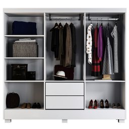 Guarda-roupa Solteiro Armário 6 Portas 2 Gavetas 100% Mdf com Pés Mdf, Cabideiro e Corrediças Telesc - 3