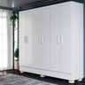 Guarda-roupa Solteiro Armário 6 Portas 2 Gavetas 100% Mdf com Pés Mdf, Cabideiro e Corrediças Telesc - 1