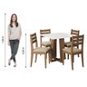 Conjunto de Mesa Sala de Jantar Athenas Quadrada 0,90m 4 Cadeiras Dakar Cedro Off White Bege Dobuê - 3