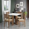Conjunto de Mesa Sala de Jantar Athenas Quadrada 0,90m 4 Cadeiras Dakar Cedro Off White Bege Dobuê - 1