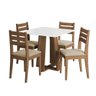 Conjunto de Mesa Sala de Jantar Athenas Quadrada 0,90m 4 Cadeiras Dakar Cedro Off White Bege Dobuê - 2