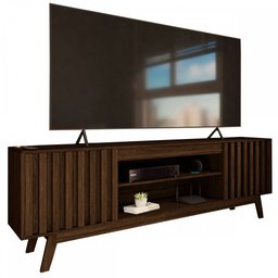 Rack para Tv até 60 Polegadas Ripado Seattle Retrô 2 Portas 1 Prateleira Cedro - Panorama Móveis - 3