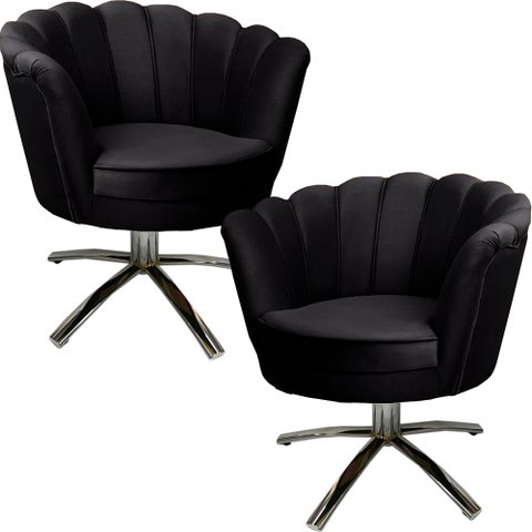 Kit Duas Poltronas Giratórias Pétalas Sued Premium Preto