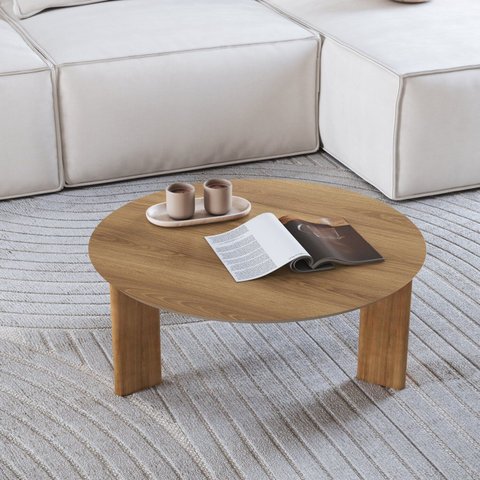 Mesa de Centro Orgânica Chanfrado Pé Madeira Complementos