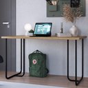 Ver imagem 2 de Mesa Escrivaninha Escritorio Versatil 135 Cm P1069 Oak Preto Pp Milani Store