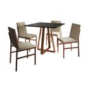 Ver imagem 2 de Conjunto de Jantar Mesa Mônaco 90cm Tampo Preto com 4 Cadeiras Bege Base Cobre