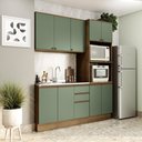 Ver imagem 1 de Cozinha Compacta Celeste Kappesberg 100% Mdf Nogueira/verde 190cm