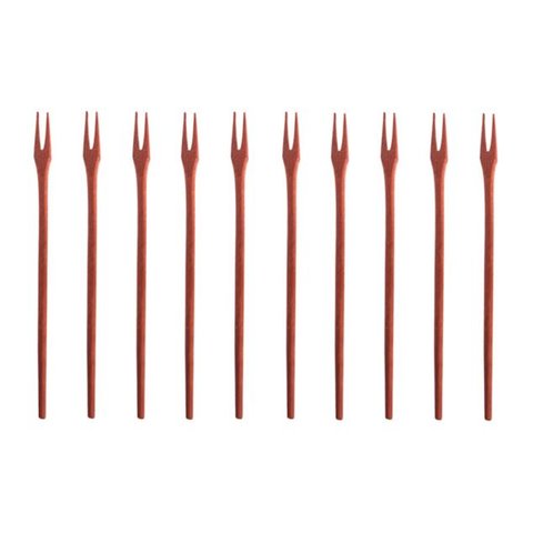 Kit 10 Peças Garfo Petisco Pequeno de Pau Madeira 16 cm