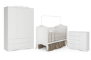 Ver imagem 1 de Quarto Infantil Completo Harmonia Guarda Roupa 4 Portas, Comoda 1 Porta e Berço Branco - Permobili