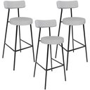 Ver imagem 1 de Kit 03 Banquetas Altas Cozinha Bar Sala De Jantar Em Aço Milão L02 Linho Cinza - Lyam Decor