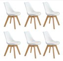 Ver imagem 1 de Kit C/ 6 Cadeiras Leda – Charles Eames, Saarinen Wood com Almofada Branca