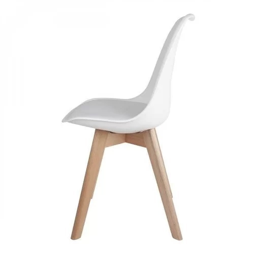 Kit c/ 6 cadeiras Leda – Charles Eames, Saarinen Wood com almofada Branca - 3