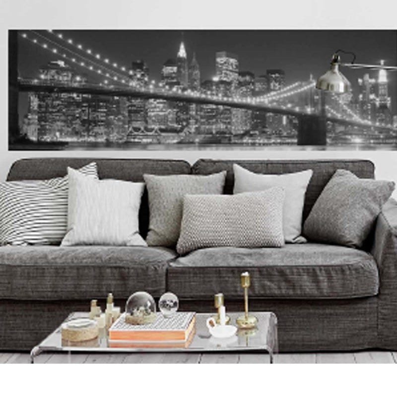 Menor preço em Painel fotográfico adesivo New York 2,13mts x 61cm preto e branco Grudado Adesivos