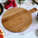 Ver imagem 5 de Tábua 30 cm Servir Pizza Madeira Eucalipto Maciça Corte Churrasco Frios Petisco Redonda Cabo Alça