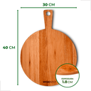 Ver imagem 3 de Tábua 30 cm Servir Pizza Madeira Eucalipto Maciça Corte Churrasco Frios Petisco Redonda Cabo Alça