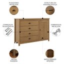 Ver imagem 3 de Cômoda Quarto 125cm 1 Porta 4 Gavetas Madeira Maciça Lazio Freijó F07 - Mpozenato