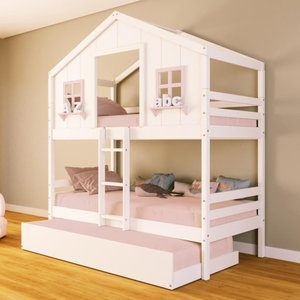 Treliche Casinha Dos Sonhos Madeira Maciça Branco/ Rosa Housin