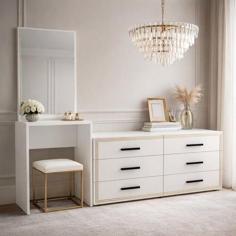 Cômoda Penteadeira 6 Gavetas Valência Branco