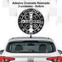 Ver imagem 3 de Adesivo Medalha São Bento Resinado 9x9cm 3 Unidades- Cromado