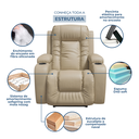 Ver imagem 6 de Poltrona do Papai Reclinável Elétrica Fixa com Massagem e Aquecimento em Corino Bege Premium