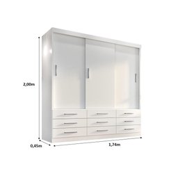 Guarda Roupa Casal Capri 3 Portas Correr 9 Gavetas - 4