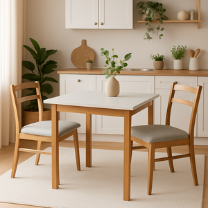 Mesa Linha Elisa Tamanho 90x90cm 4 Lugares Tampo Mdf:off White