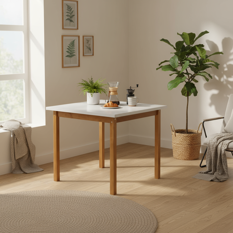 Mesa Linha Elisa Tamanho 90x90cm 4 Lugares Tampo Mdf:off White