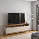 Ver imagem 1 de Rack 1.9 Elegance para Tv até 75 Polegadas 1 Porta 2 Gavetas Off White/jequitibá - Lukaliam