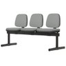 Cadeira Longarina 3 Lugares Recepção Sala de Espera Work F02 Sintético Cinza - Lyam Decor - 4