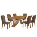 Ver imagem 2 de Mesa de Jantar Yasmin 180 Mdf Laminado e 6 Cadeiras Melissa Veludo Capuccino//off White