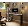 Mesa Escrivaninha Estudo Artemis Home Office com Prateleiras Cor Branco - 2