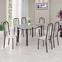 Ver imagem 1 de Conjunto Sala de Jantar com 6 Cadeiras Lívia Preto/Bege