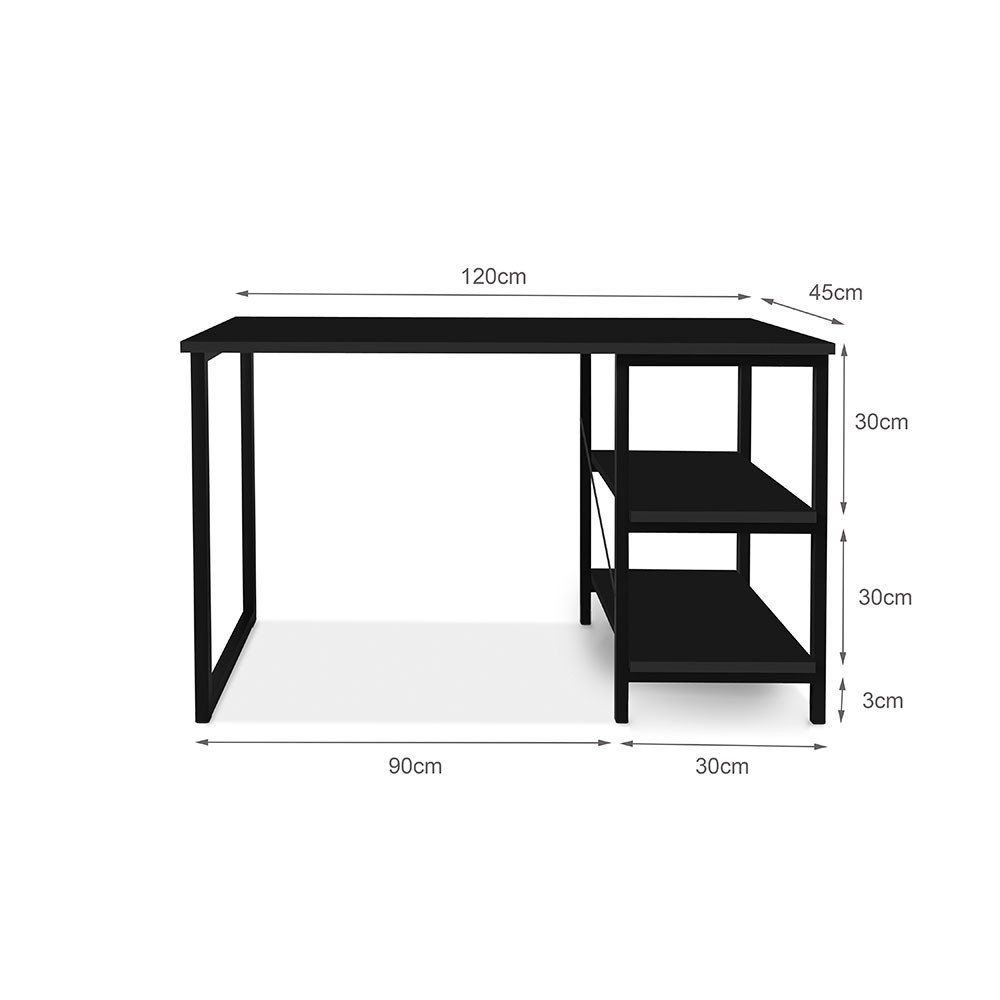 Mesa Escrivaninha para Notebook Office Star 120cm com 2 Prateleiras Klm - 4