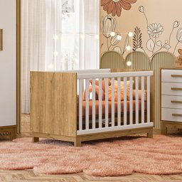 Berço Mini Cama Qencanto Slim 4315 Qmovi Freijó Branco Acetinado - 1