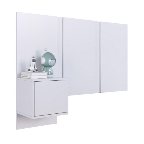 Cabeceira Cama Solteiro com Mesa 80/90 Zurique Branco