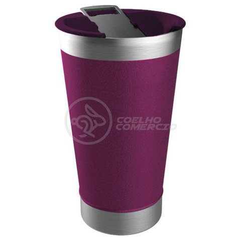 Copo Térmico com Tampa e Abridor de Garrafa 473ml Roxo