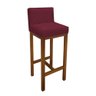 Kit 09 Banquetas Alta Jade Suede Bordô Com Encosto Para Balcão Bistrô e Base Castanho -Bebêzin - 4
