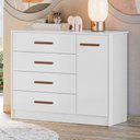 Ver imagem 2 de Cômoda Infantil Pérola 1 Porta e 4 Gavetas Branco - Peternella Móveis