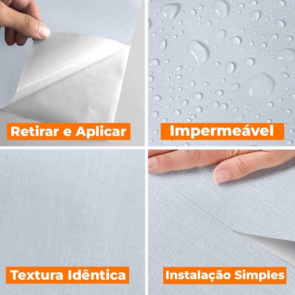 Papel de Parede Adesivo Lavavel Texturizado Linho Azul Claro 500x60cm - 2