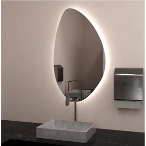 Kit 2 Espelhos Orgânico com Led Amarelo 60x40 com Fonte Bivolt