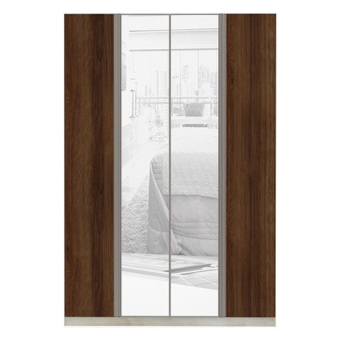 Guarda-roupa Solteiro Luciane 4 Portas 3 Gavetas Prime Plus Alumínio com Espelho 160 Cm