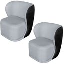 Ver imagem 5 de Kit 2 Poltronas para Sala e Escritório Base Giratória Corven Corino Preto/Linho Cinza