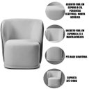 Ver imagem 6 de Kit 2 Poltronas para Sala e Escritório Base Giratória Corven Corino Preto/Linho Cinza