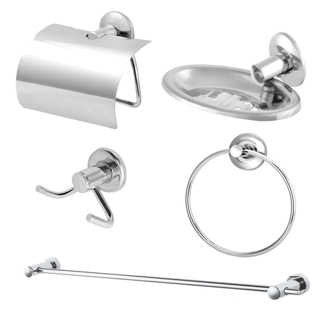 Kit Acessórios para Banheiro 5 Peças Aço Inox / Alumínio:cromado