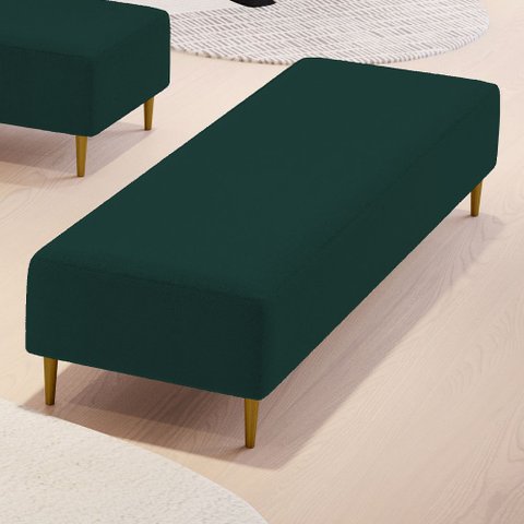 Puff Decorativo Sala de Estar Bali W01 Pés Palito 190x60cm Bouclê Verde - Lyam Decor